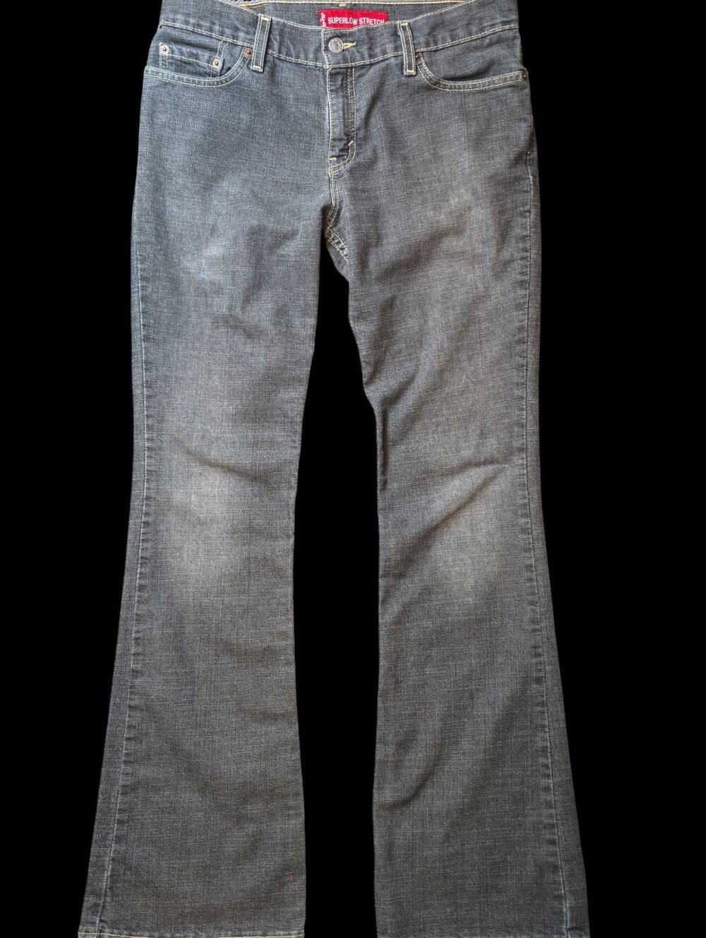 VTG Levi's 518 Size 7 Jr. Superlow Boot Cut Stretch Gray Jeans Women 31x32
